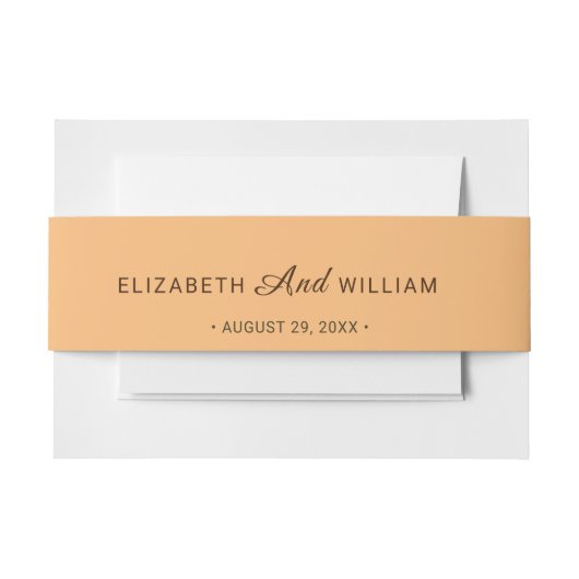 Elegant Eenvoudig Perzik Monogram Bruiloft Uitnodigingen Wikkel (Voorkant Voorbeeld)