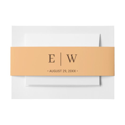 Elegant Eenvoudig Perzik Monogram Bruiloft Uitnodigingen Wikkel (Voorkant Voorbeeld)