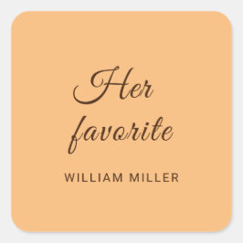 Elegant Eenvoudig Perzik Monogram Bruiloft Vierkante Sticker