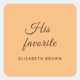 Elegant Eenvoudig Perzik Monogram Bruiloft Vierkante Sticker