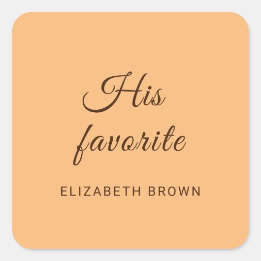 Elegant Eenvoudig Perzik Monogram Bruiloft Vierkante Sticker (Voorkant)