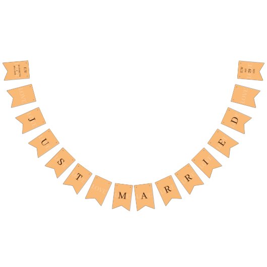 Elegant Eenvoudig Perzik Monogram Bruiloft Vlaggetjes (Alle)