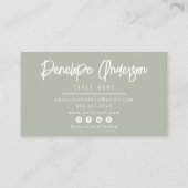 Elegant Eenvoudig Pistache Neutraal Boho Chic Mode Visitekaartje (Achterkant)