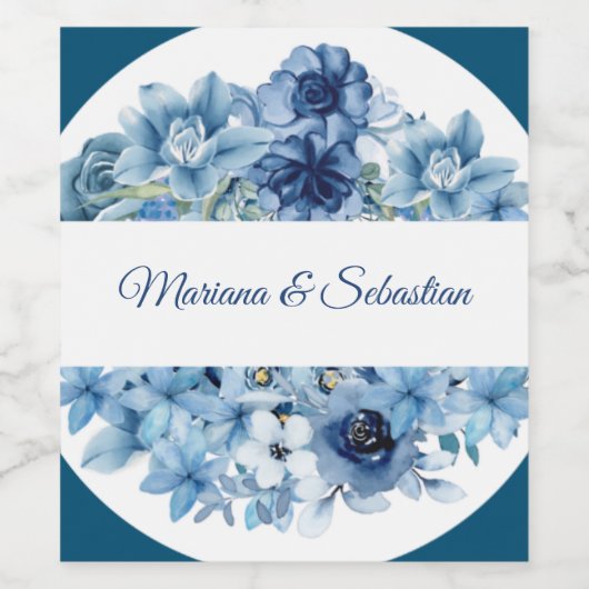 Elegant eenvoudig, robuust blauw ontwerp wijn etiket (Enkel label)