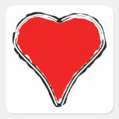Elegant eenvoudig rood hart v1 vierkante sticker (Voorkant)