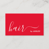 Elegant Eenvoudig Rood Wit Haar Stylist Visitekaartje (Voorkant)