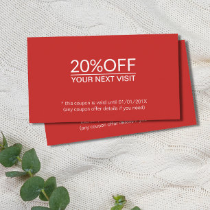 Elegant Eenvoudig Rood Wit Schoonheid Salon Coupon