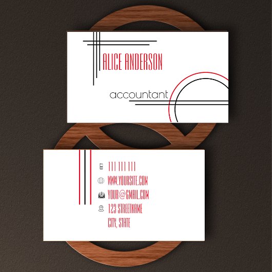 Elegant eenvoudig rood zwart wit, modern visitekaartje