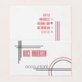 Elegant eenvoudig rood zwart wit, modern visitekaartje (Buitenkant ongevouwen)