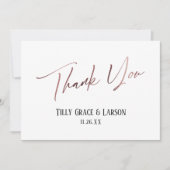 Elegant eenvoudig Roos Gold Moderne handschrift Bedankkaart (Voorkant)