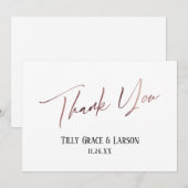 Elegant eenvoudig Roos Gold Moderne handschrift Bedankkaart (Voorkant / Achterkant)