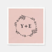 Elegant Eenvoudig Roos Goud Monogrammed Bruiloft Servet (Voorkant)