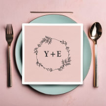 Elegant Eenvoudig Roos Goud Monogrammed Bruiloft