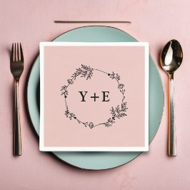 Elegant Eenvoudig Roos Goud Monogrammed Bruiloft Servet