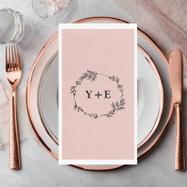 Elegant Eenvoudig Roos Goud Monogrammed Bruiloft Servet