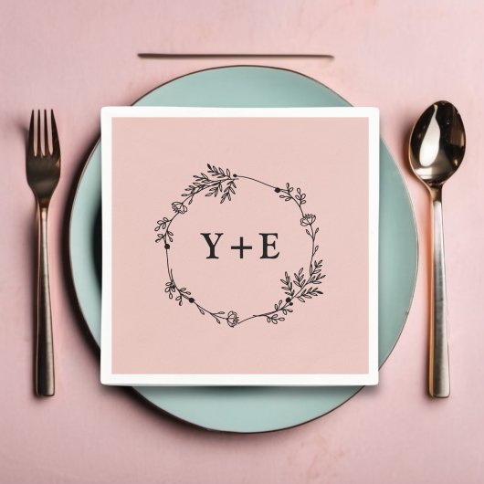 Elegant Eenvoudig Roos Goud Monogrammed Bruiloft Servet