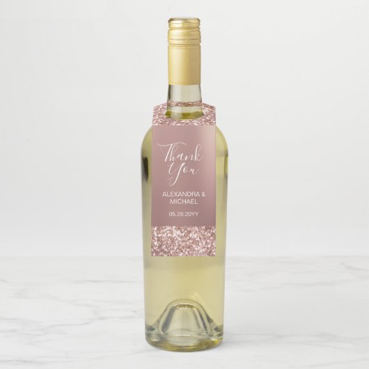 Elegant eenvoudig Roos Gouden Glitter Modern Dank Flessenhanger (Op fles)