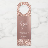 Elegant eenvoudig Roos Gouden Glitter Modern Dank Flessenhanger (Voorkant)