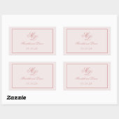 Elegant eenvoudig roze monogram rechthoekige sticker (Vel)