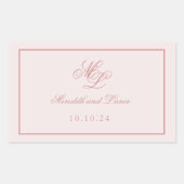 Elegant eenvoudig roze monogram rechthoekige sticker (Voorkant)