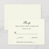 Elegant Eenvoudig RSVP Ivoor Kaartje (Voorkant / Achterkant)