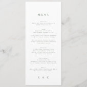 Elegant Eenvoudig Salie Groen Wit Monogram Menu (Voorkant)