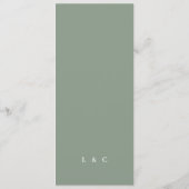 Elegant Eenvoudig Salie Groen Wit Monogram Menu (Achterkant)