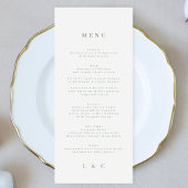 Elegant Eenvoudig Salie Groen Wit Monogram Menu