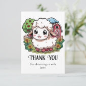 Elegant eenvoudig schaap Baby shower Bedankkaart (Staand voorkant)