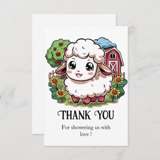 Elegant eenvoudig schaap Baby shower Bedankkaart (Voorkant / Achterkant)