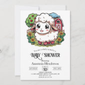 Elegant eenvoudig schaap Baby shower Kaart (Voorkant)