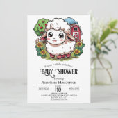 Elegant eenvoudig schaap Baby shower Kaart (Staand voorkant)