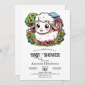 Elegant eenvoudig schaap Baby shower Kaart (Voorkant / Achterkant)