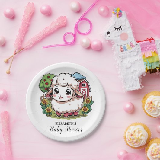 Elegant eenvoudig schaap Baby shower Papieren Bordje (Feest)