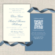 Elegant Eenvoudig Schrift Stofblauw Bruiloft