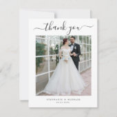 Elegant eenvoudig script 2 foto bruiloft bedankkaart (Voorkant)