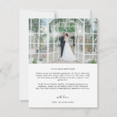 Elegant eenvoudig script 2 foto bruiloft bedankkaart (Achterkant)