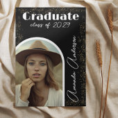 Elegant Eenvoudig Script Arch Photo Gold-Afstudere Kaart