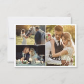 Elegant eenvoudig script bruiloft 3 foto's bedankkaart (Voorkant)
