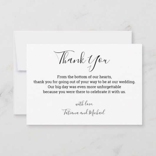 Elegant eenvoudig script bruiloft 3 foto's bedankkaart (Achterkant)