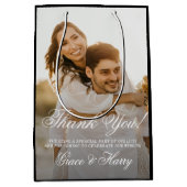 Elegant eenvoudig script bruiloft dank u medium cadeauzakje (Voorkant)