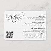 Elegant Eenvoudig Script Bruiloft Details QR Code Informatiekaartje (Voorkant)