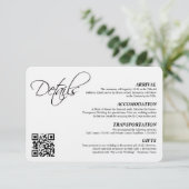 Elegant Eenvoudig Script Bruiloft Details QR Code Informatiekaartje (Staand voorkant)
