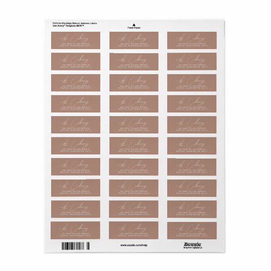 Elegant eenvoudig script familienaam Boho Brown Etiket (Full Sheet)
