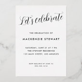 Elegant Eenvoudig Script Foto Afstuderen Gold Folie Uitnodiging (Achterkant)