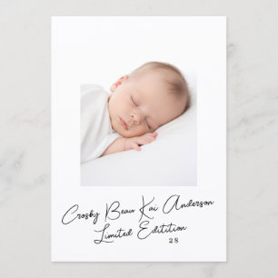Elegant Eenvoudig Script Foto Baby Geboorte Aankondiging