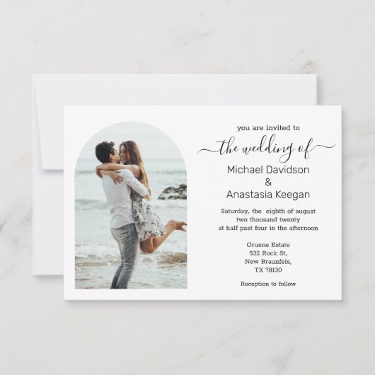 Elegant eenvoudig script foto bruiloft kaart (Voorkant)