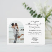 Elegant eenvoudig script foto bruiloft kaart (Staand voorkant)