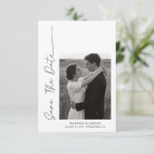 Elegant Eenvoudig Script Foto Huwelijk Save The Date (Staand voorkant)