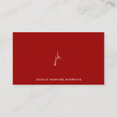 Elegant Eenvoudig Script Monogram Crimson Red Visitekaartje (Achterkant)